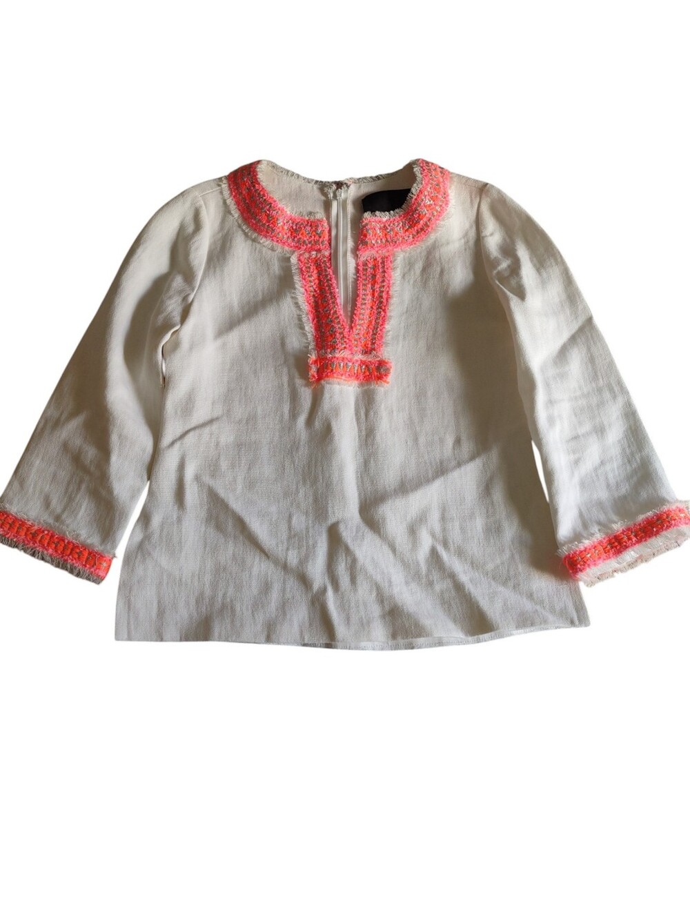 J. Crew Collection Size 0 Linen Neon Trim Top